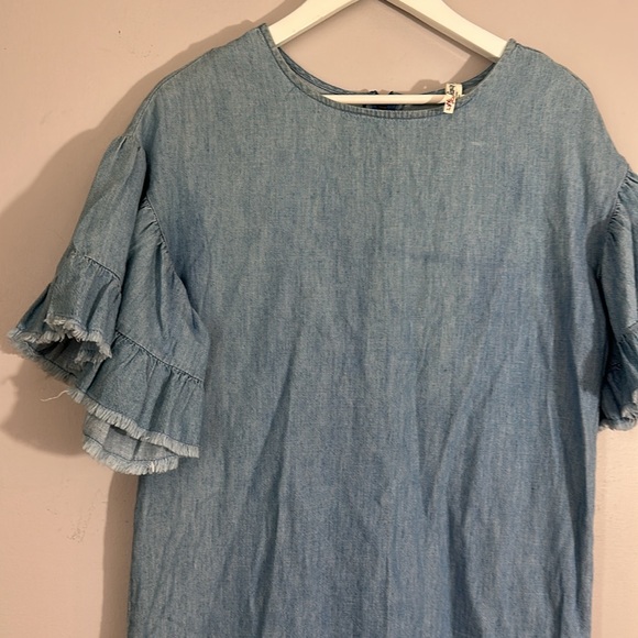 Girl Krazy Blue Ruffle Sleeve Tip 100% cotton size S - Picture 2 of 7